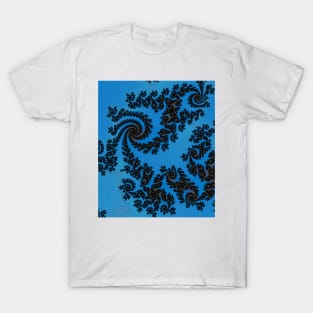 Black and blue floral pattern T-Shirt